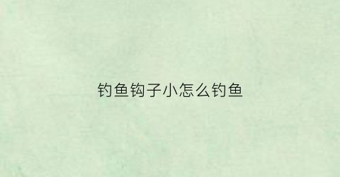 钓鱼钩子小怎么钓鱼(钓鱼钩子小怎么钓鱼视频)