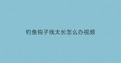 “钓鱼钩子线太长怎么办视频(钓鱼钩子线长度)