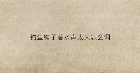 钓鱼钩子落水声太大怎么调(钓鱼钩子落水声太大怎么调整)