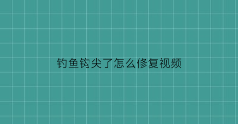 “钓鱼钩尖了怎么修复视频(钓鱼钩尖了怎么修复视频讲解)