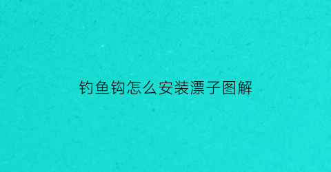 “钓鱼钩怎么安装漂子图解(钓鱼鱼钩怎么安装)