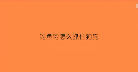 钓鱼钩怎么抓住狗狗(钓狗的钩子)