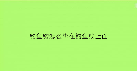 “钓鱼钩怎么绑在钓鱼线上面(钓鱼钩怎么绑线视频)