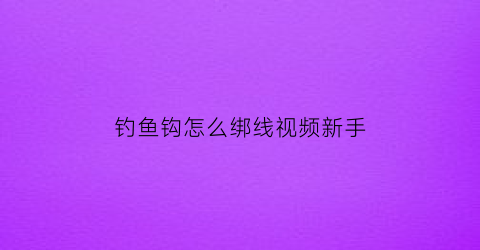 钓鱼钩怎么绑线视频新手(钓鱼钩怎么绑线视频新手教程)