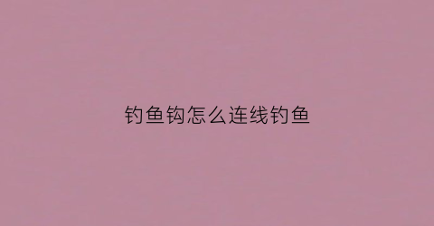 钓鱼钩怎么连线钓鱼(钓鱼钩怎么连线钓鱼视频)
