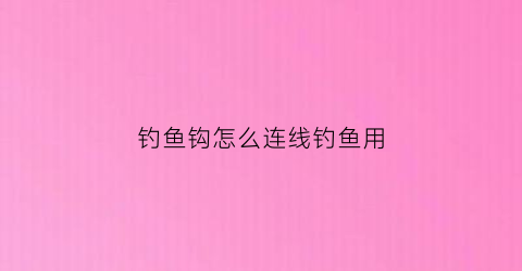 钓鱼钩怎么连线钓鱼用(鱼钩怎么连接线组)