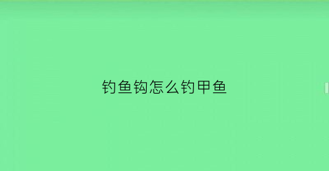 钓鱼钩怎么钓甲鱼(如何用甲鱼钩钓甲鱼)