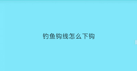 “钓鱼钩线怎么下钩(钓鱼鱼钩线怎么安装)