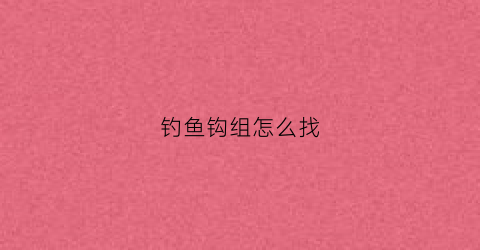 钓鱼钩组怎么找(钓鱼的钩怎么安呢)