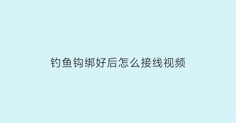 “钓鱼钩绑好后怎么接线视频(钓鱼钩绑法视频教程)