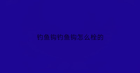 钓鱼钩钓鱼钩怎么栓的(钓鱼钩怎么拴法)