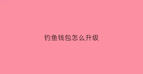 钓鱼钱包怎么升级