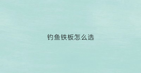 钓鱼铁板怎么选