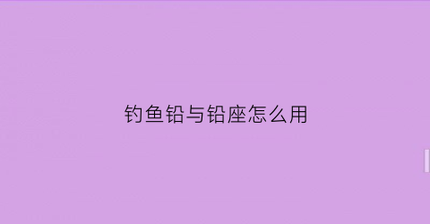钓鱼铅与铅座怎么用(钓鱼铅放哪个位置位置)