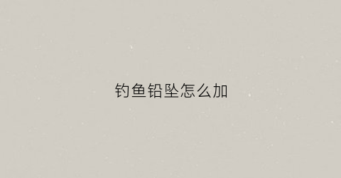 钓鱼铅坠怎么加(钓鱼的铅坠怎么调)