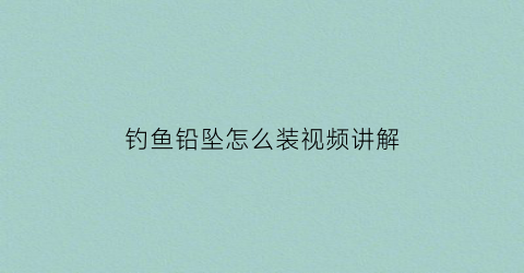 “钓鱼铅坠怎么装视频讲解(钓鱼铅坠怎么装视频讲解教程)