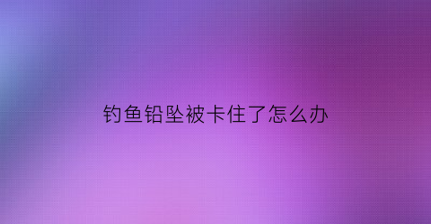 钓鱼铅坠被卡住了怎么办(钓鱼铅坠被卡住了怎么办视频)