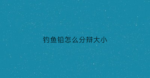 钓鱼铅怎么分辩大小(钓鱼怎么确定铅的重量)