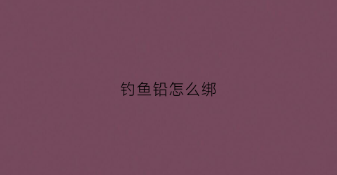 钓鱼铅怎么绑(钓鱼铅坠的绑法)