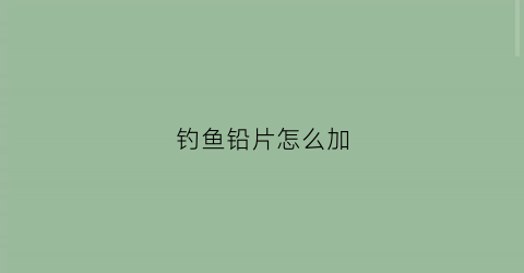 钓鱼铅片怎么加(钓鱼铅块怎么调)