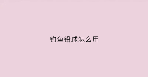 钓鱼铅球怎么用(钓鱼铅球怎么用的)