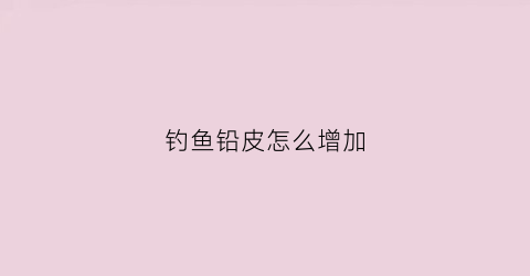 钓鱼铅皮怎么增加(钓鱼铅皮怎么增加重量)