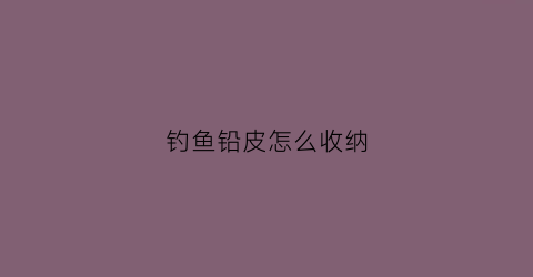 钓鱼铅皮怎么收纳