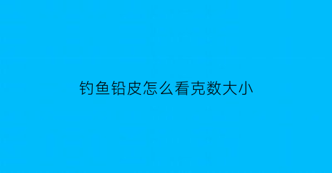 钓鱼铅皮怎么看克数大小