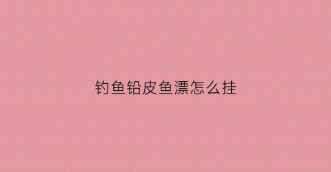 钓鱼铅皮鱼漂怎么挂(钓鱼铅皮重量和漂视频)