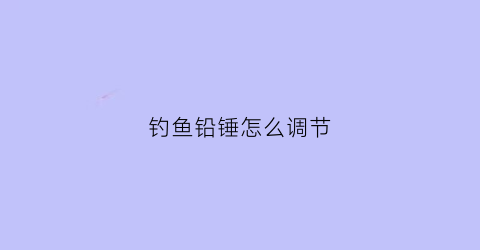 钓鱼铅锤怎么调节(铅锤和浮漂怎么调)