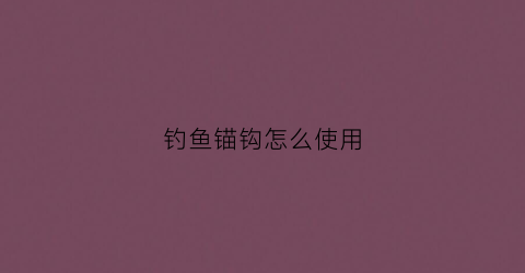 钓鱼锚钩怎么使用(锚钩钓鱼技巧视频)