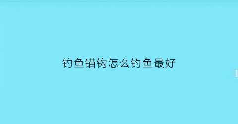 “钓鱼锚钩怎么钓鱼最好(鱼钩锚钩)