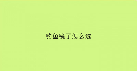 钓鱼镜子怎么选(钓鱼镜子怎么选好)