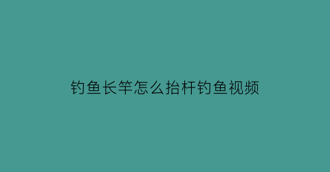 钓鱼长竿怎么抬杆钓鱼视频