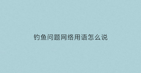 钓鱼问题网络用语怎么说(钓鱼的网络用语是什么意思)
