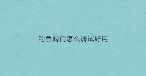 钓鱼阀门怎么调试好用(阀钓技巧)