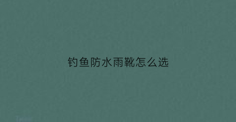 钓鱼防水雨靴怎么选(钓鱼防水棉靴价格图片)