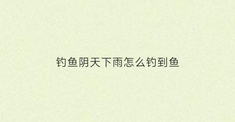 钓鱼阴天下雨怎么钓到鱼(阴天下雨钓鱼钓深还是钓浅)