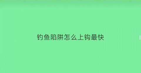 钓鱼陷阱怎么上钩最快(钓鱼陷阱是什么意思)