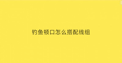 钓鱼顿口怎么搭配线组(什么叫钓顿口)