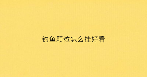 钓鱼颗粒怎么挂好看(钓鱼颗粒怎么用)