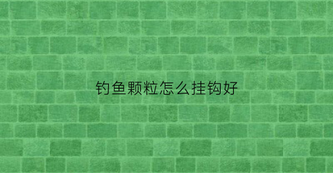 钓鱼颗粒怎么挂钩好(钓鱼颗粒的挂法)