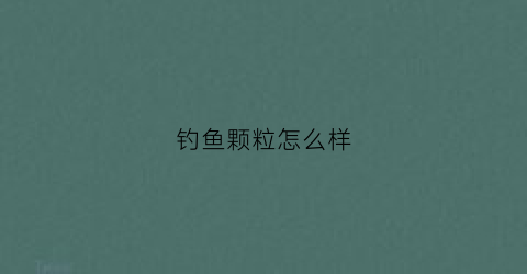 钓鱼颗粒怎么样(钓鱼颗粒料哪种好)