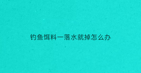 钓鱼饵料一落水就掉怎么办