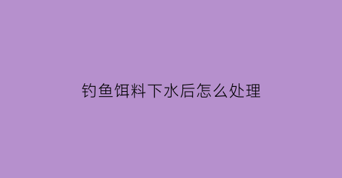 钓鱼饵料下水后怎么处理