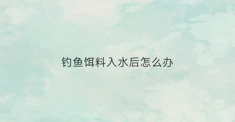 钓鱼饵料入水后怎么办(钓鱼饵料入水就散怎么办)