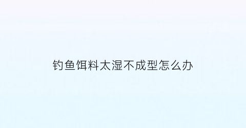 钓鱼饵料太湿不成型怎么办