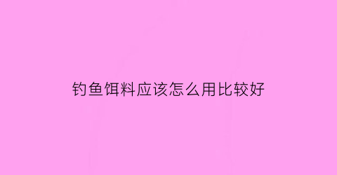 钓鱼饵料应该怎么用比较好