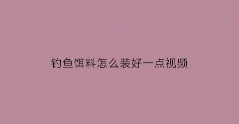 钓鱼饵料怎么装好一点视频(钓鱼鱼饵怎么装)