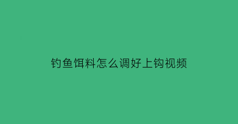 “钓鱼饵料怎么调好上钩视频(钓鱼上饵料教程)